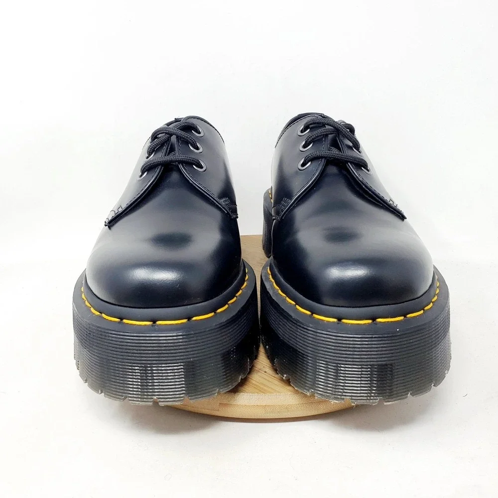Dr Martens 1461 Quad Shoes Women 8 Black Platform Oxford Punk Goth Creeper 25567